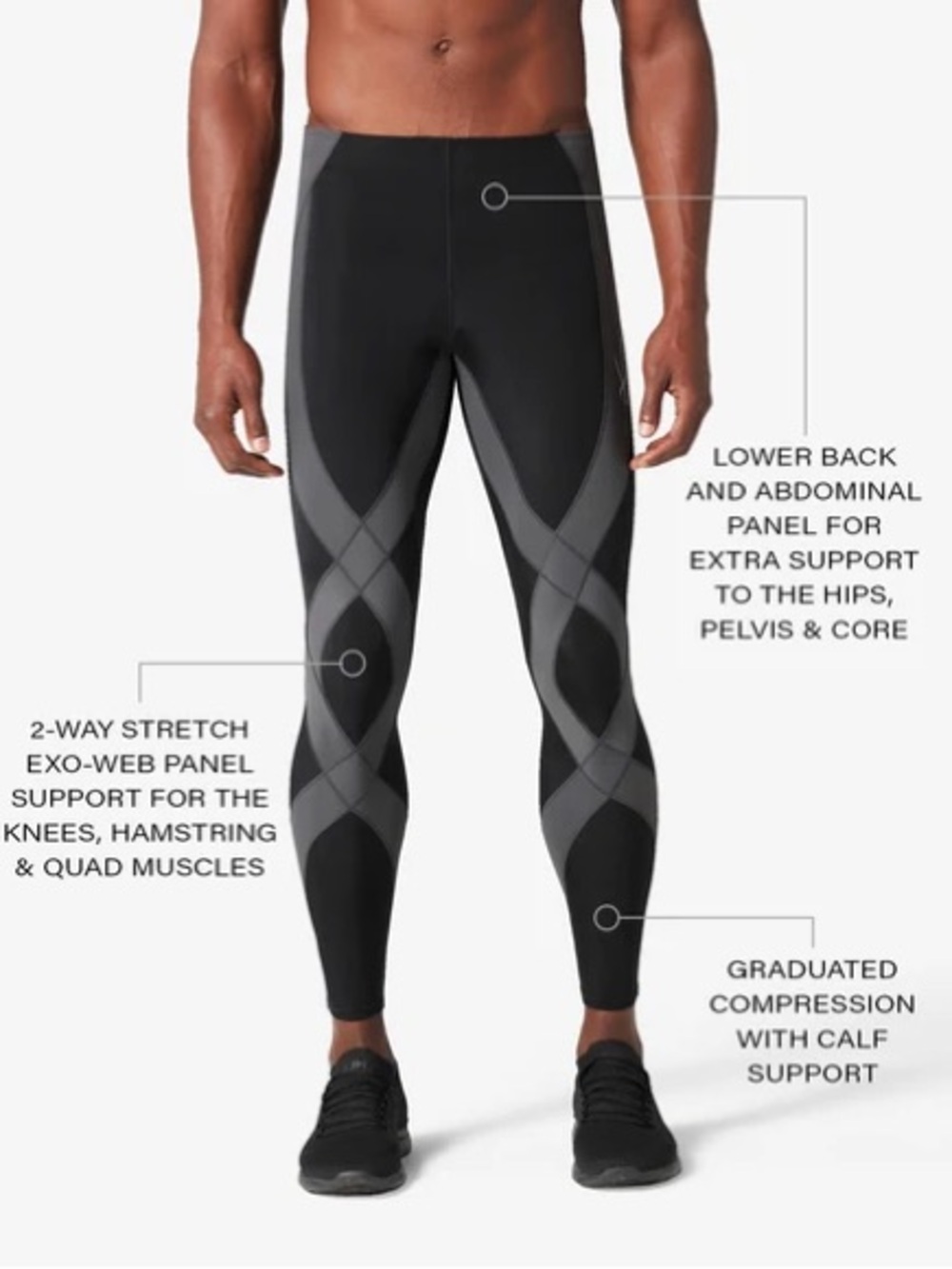 CW-X Endurance Generator Joint & Muscle Support Compression Tight Black & Gray L